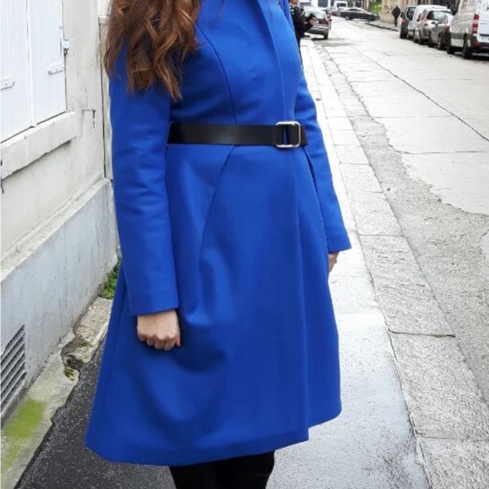 Chic Blue Belted Coat